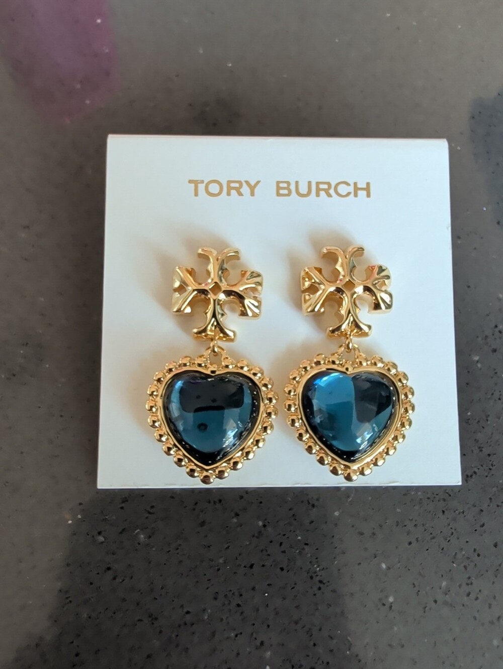 NEW TORY BURCH ROXANNE BLUE CRYSTAL DROP EARRINGS W64